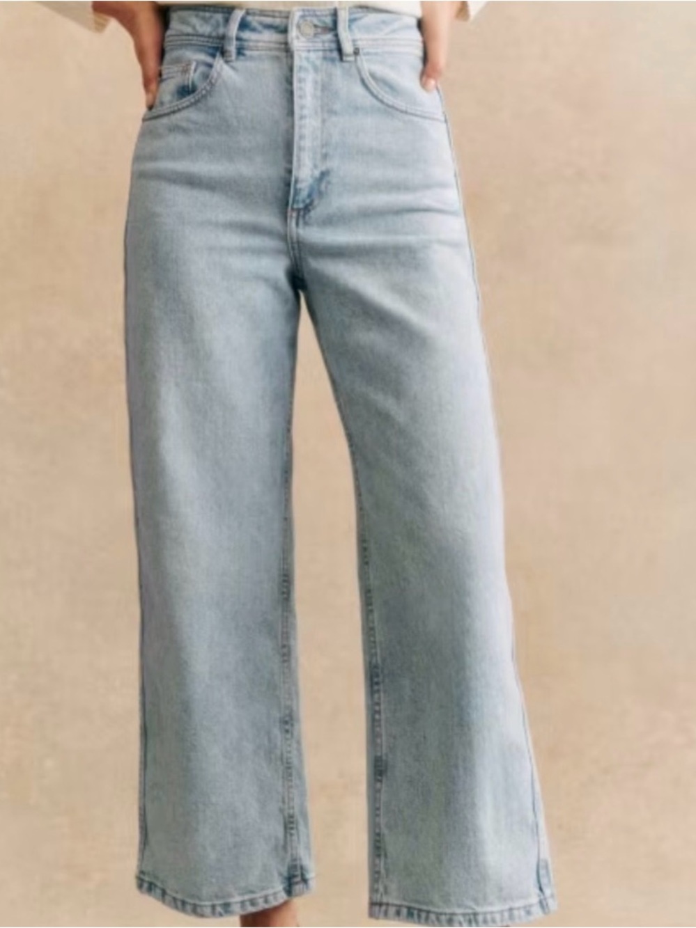 Sรฉzane LE CROP Light Wash Wide-Leg Jeans Size 8